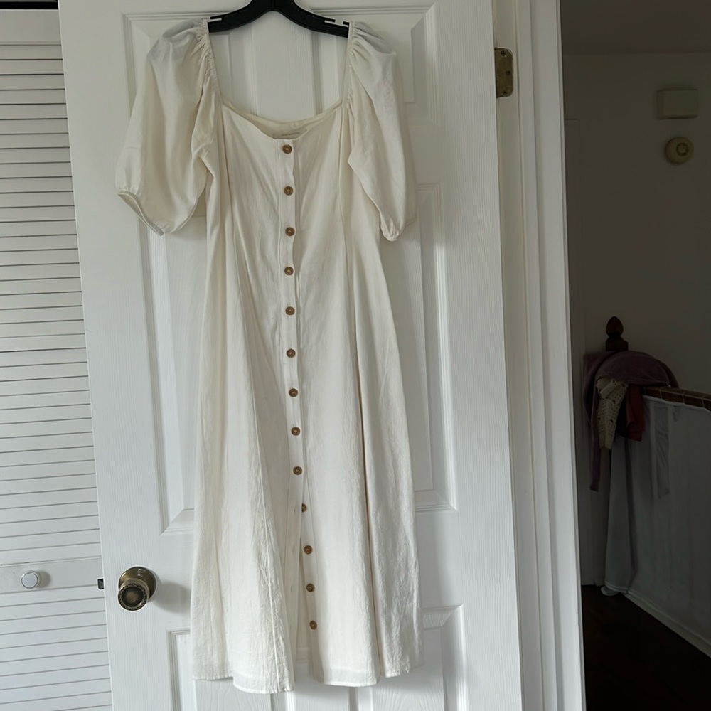 Urban Outfitters Cream Button-Front Maxi Dress
